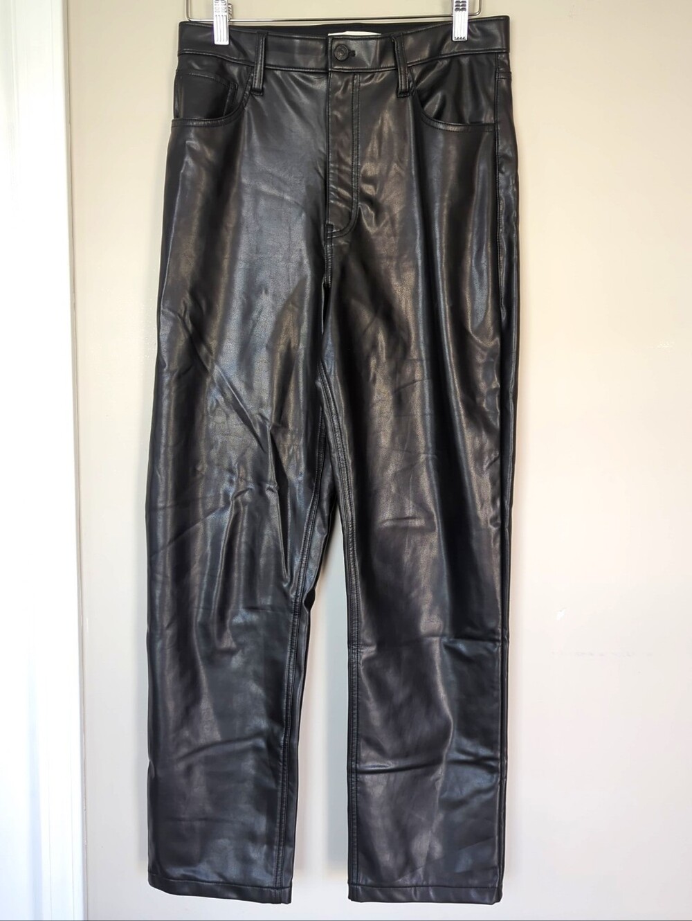 Abercrombie & Fitch Vegan Leather 90's Straight Ultra High Rise Jeans Curve 10